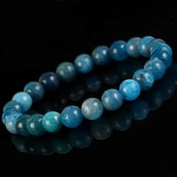 Браслет из натурального камня 6/8 мм, бусины из синего апатитового камня, браслет для мужчин, женские ювелирные изделия, подарок, Целебная энергия