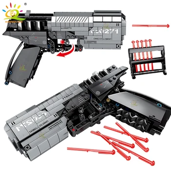 Сигнальный пистолет HUIQIBAO, военные строительные блоки, модель блуждающей Земли, технические кирпичи, городские строительные игрушки для детей, стрелялки