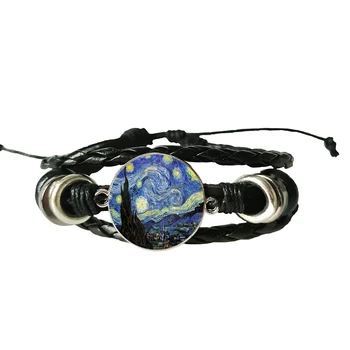 Винтажный кожаный браслет Ван Гога, браслеты с подвесками 