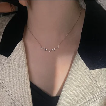 Серебряное блестящее ожерелье для женщин, модный кристалл, подвеска в форме волны, цепочка на ключицу, ожерелье для свадебной вечеринки, ювелирные изделия