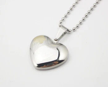 Самое продаваемое Модное ожерелье из нержавеющей стали 316l, Массивное ожерелье с подвеской в виде сердца, Гладкое простое ожерелье в виде сердца, цепочка-шарик 50 см