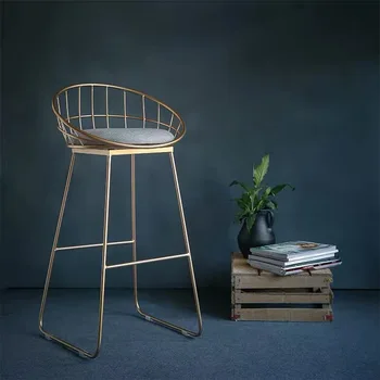 Современный простой барный стул из кованого железа, барный стул с золотым высоким табуретом, современный обеденный стул, железный стул для отдыха, скандинавский барный стул VOW
