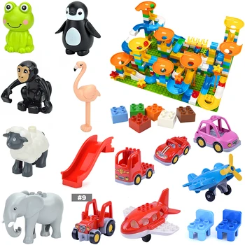 Всевозможный крупногабаритный строительный блок с мультяшными животными, Автомобиль, самолет, Совместимая модель транспортного средства, Крупногабаритная опорная плита, Кирпичные Дуплеты, Детские игрушки