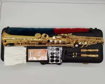Высококачественный O37 Bb настроенный латунный лакированный золотой сопрано-саксофон 9937 прямой трубчатый саксофон деревянный духовой инструмент с футляром