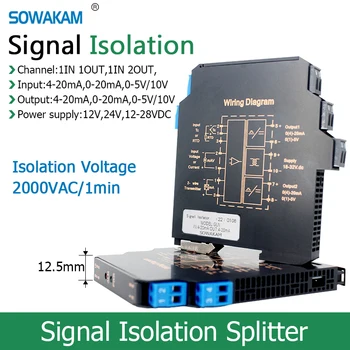 Изолятор сигнала 4-20mA 0-20mA 0-5V 10V Выходной Преобразователь Тока 12V 24V Защитная решетка Распределитель Изоляции Сигнала постоянного Тока