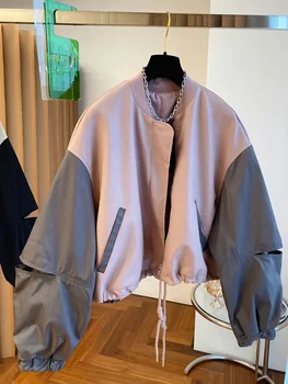Кожаная куртка в стиле пэчворк контрастного цвета Для женщин 2023 года, женская зимняя куртка для женщин, зимняя куртка для женщин, акция