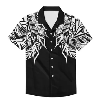 Мужская летняя мода 2023, Harajuku, большие размеры, полинезийская Свободная повседневная пляжная рубашка на пуговицах с коротким рукавом для мужчин
