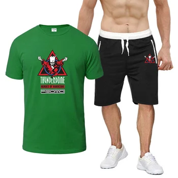 Thunderdome 2023 Летняя новая мужская футболка с короткими рукавами, свободные шорты, однотонный повседневный летний костюм, простой