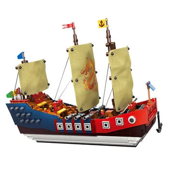 2023 Городское творчество Пиратская лодка Модель Пиратского корабля Строительные Блоки Кирпичи Игрушки для детей Подарок
