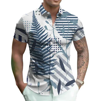 Летняя Мужская 3D цифровая рубашка с короткими рукавами 2023 года, большая мужская европейская рубашка, мужская летняя одежда