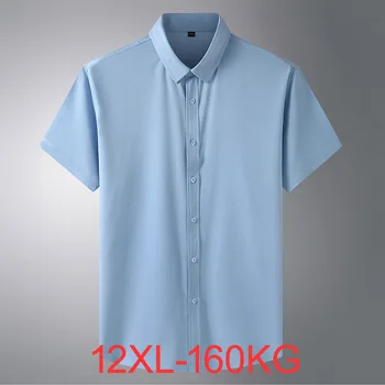 Высококачественная мужская рубашка большого размера 10XL 12XL 11XL с короткими рукавами, Белая, Черная, Синяя, Деловая, официальная, мужская офисная рубашка оверсайз 60