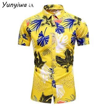 LIFENWENNA Цветочная Рубашка Мужская Летняя Мода Индивидуальный Принт Рубашки С Коротким Рукавом Мужская Повседневная Плюс Размер Пляжная Гавайская Рубашка 7XL