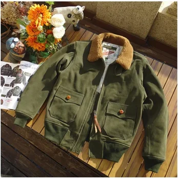 качество 2023, новый элитный бренд, настоящая армейская зеленая замшевая куртка из воловьей кожи.Плюс размер, натуральное пальто в стиле G1.Зимняя мужская кожаная ткань
