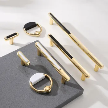 Современный минималистичный легкий роскошный цинковый сплав из черного золота ручка ящика шкафа дверная ручка шкафа мебельная фурнитура аксессуары