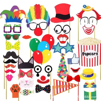 Цирковая тематическая вечеринка, реквизит для фотобудки, реквизит для фотосессии на День рождения Клоуна, декор своими руками, Цирковые маски для вечеринки, свадебный декор для вечеринки