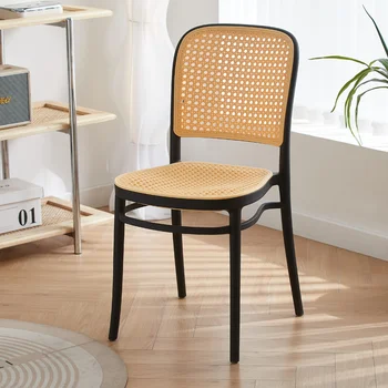 Скандинавские обеденные стулья на колесиках, акцент в гостиной, Офисные Дизайнерские обеденные стулья из ротанга, Балкон, Эргономичная мебель из ротанга Cadeira