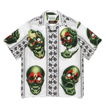 2023ss Рубашка WACKO MARIA Мужские Женские гавайские рубашки с черепом высшего качества, футболка для тренажерного зала