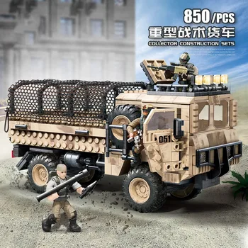 Военная модель WW2 Военный Пустынный Тяжелый Тактический грузовик Бронетранспортер Строительные Блоки Кирпичи Игрушки Подарки