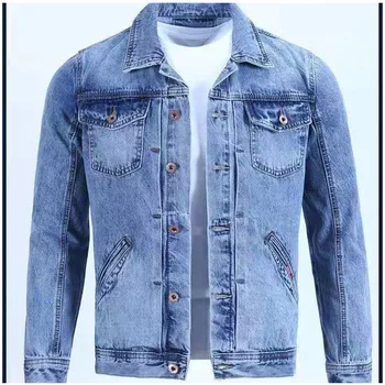 2021 новая мужская джинсовая куртка, повседневная однотонная джинсовая куртка с лацканами, мужская осенняя тонкая качественная одежда denim jacke