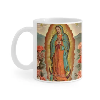 La Virgencita Дева Мария Рейна Де Мехико Белая Кружка Кофейная чашка Чашки для чая с молоком Подарок для Друзей Virgin Mary Virgen La Virgeb