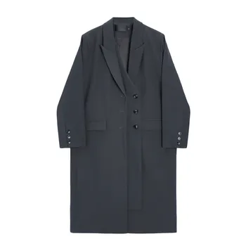 Весенний новый Винтажный Однотонный Тренч, женская одежда, Темперамент, Свободная ветровка средней длины, Женское пальто G2633