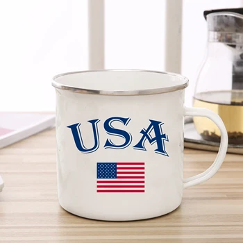 Американский флаг эмалированная чашка кофейная чашка США пара кружка личность кемпинг костер пиво чайная чашка оригинальная чашка для завтрака