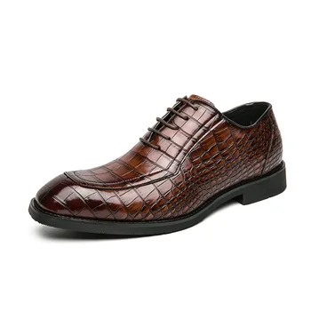 Мужские оксфордские туфли в английском деловом стиле на шнуровке, модные повседневные мужские модельные туфли с квадратным носком, новая дизайнерская мужская обувь