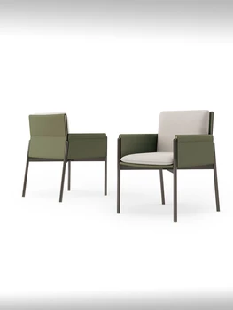 Обеденный стул Wuli из итальянской минималистичной дизайнерской кожи с седлом Легкий Роскошный Современный Ресторанный Чайный столик Стул из нержавеющей стали