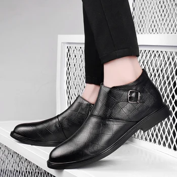 Новые дизайнерские мужские повседневные ботинки из натуральной кожи, мужская обувь из черной коровьей кожи, роскошные трендовые ботинки Челси, зимняя мужская обувь Sonw
