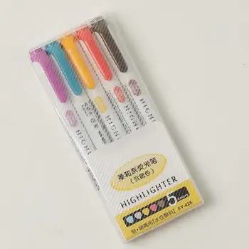 5 шт. Маркер-хайлайтер, полезный для школьников, изучающих маркировку, 5-цветная ручка-хайлайтер, Пластиковая оболочка, флуоресцентная ручка