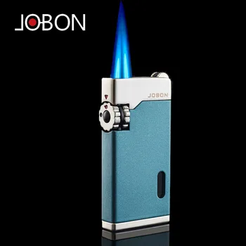 JOBON Металлическая ветрозащитная турбинная горелка с синим пламенем, газовая зажигалка, уличная портативная зажигалка для сигар, креативный подарок для мужчин