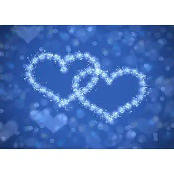 Фон для фотосъемки Блестящее сердечко Блики Боке Синие фоны с компьютерной печатью для свадебной фотосессии влюбленных на День Святого Валентина