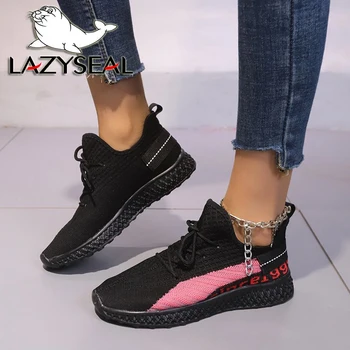 LazySeal/ Новые Кроссовки Из Дышащей ткани С воздушной сеткой, Легкая Женская Обувь на шнуровке, Весенняя женская обувь на плоской подошве, Большие Размеры 43