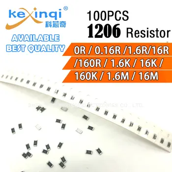 100 шт./лот SMD 1206 Резистор 0.25Вт 1/4 Вт сопротивление 0R Ом 0.16R 1.6R 16R 160R 1.6K 16K 160K 1.6M 16M