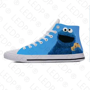 Cookie Monster Аниме, Мультфильм, Манга, Забавная Модная Повседневная Тканевая Обувь С высоким берцем, Легкие Дышащие Мужские И женские кроссовки с принтом.