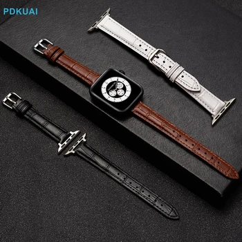 Кожаный ремешок для часов Apple Watch Серии 8/7/5/43/2/1 Кожаный браслет 38 мм 40 мм 41 мм 42 мм 44 мм 45 мм 49 мм Ремешок для Iwatch Band