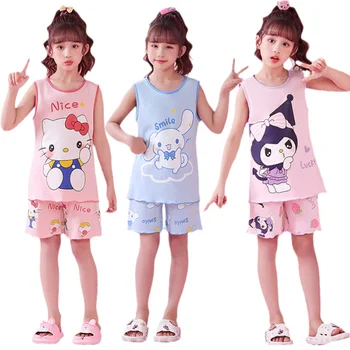 Детская пижама Sanrios, Летний Комплект из двух предметов с короткими рукавами и рисунком из мультфильма 