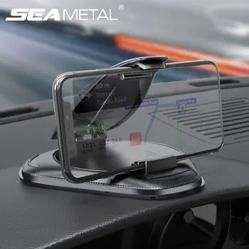 Автомобильный держатель для телефона на приборной панели SEAMETAL, откидное крепление для телефона в автомобиле, поддержка смартфонов из искусственной кожи для iPhone Xiaomi Huawei Samsung