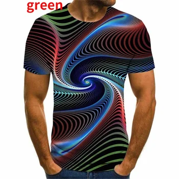 2023 Трехмерная вращающаяся мужская футболка, модные футболки Visual Vertigo с короткими рукавами