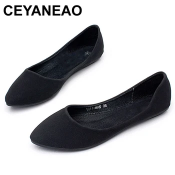 CEYANEAO/ 2023 осенние классические матовые туфли на плоской подошве; модная женская обувь на плоской подошве с острым носком; большие размеры 35-41E976