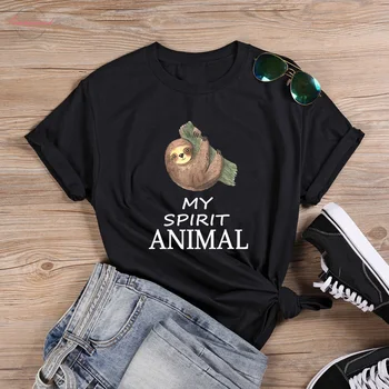 Женская футболка My Spirit Animal sloth, футболка из 100% хлопка, милая модная свободная футболка в уличном стиле с пуловером