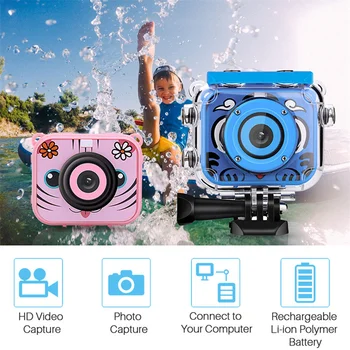 1080P HD Детская Экшн-Камера Фотокамера Подводный Водонепроницаемый Шлем Видеозапись Спортивные Камеры Наружные Видеокамеры Подарочная Игрушка