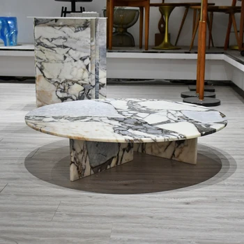 Современный датский минималистский дизайн чайный столик из натурального камня и мрамора роскошная круглая гостиная комбинированный журнальный столик на заказ
