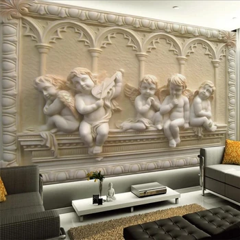 wellyu Европейская трехмерная рельефная фреска angel baby wall на заказ большие настенные обои papel de parede para quarto