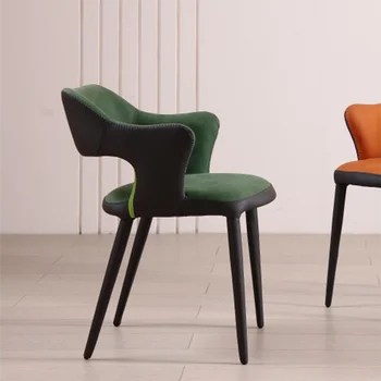 Дизайнерская поддержка спины, Подлокотник для обеденных стульев, Зеленый Модный стул для ожидания, Мягкий Велюр, Мягкая мебель для интерьера салона Fauteuil