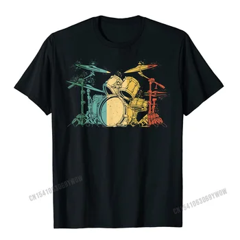 Барабанщик Винтажная ударная установка Drumset Drummers Drumming Забавная футболка Harajuku хлопковая мужская футболка на заказ Классические распространенные футболки