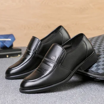 Деловые официальные мужские лоферы, модельные туфли из натуральной кожи, Офисные черные свадебные оксфорды для мужчин, Модная повседневная банкетная обувь