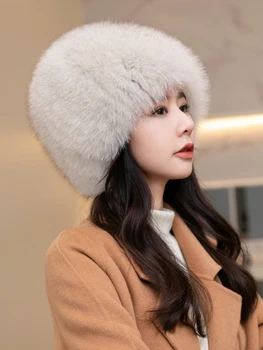 CX-C-215, роскошные Зимние Уличные модные женские шапочки из натурального лисьего меха