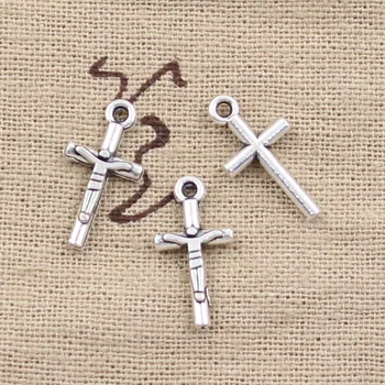 50шт Подвески Крест Иисус 23x16 мм Подвески цвета античного серебра Поделки Поделки Тибетские украшения ручной работы