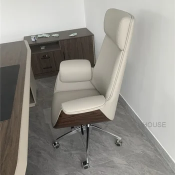 Легкие Роскошные Кожаные офисные стулья, Современный Подъемный Поворотный Компьютерный стул, кресло большого класса, Рабочее Игровое Кресло, Офисная мебель